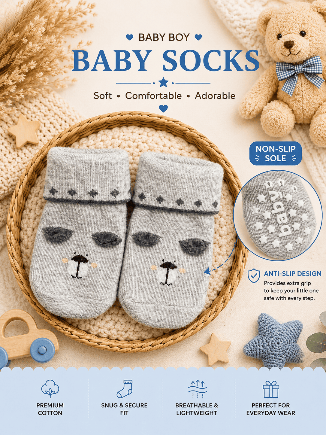 Baby Socks - Grey