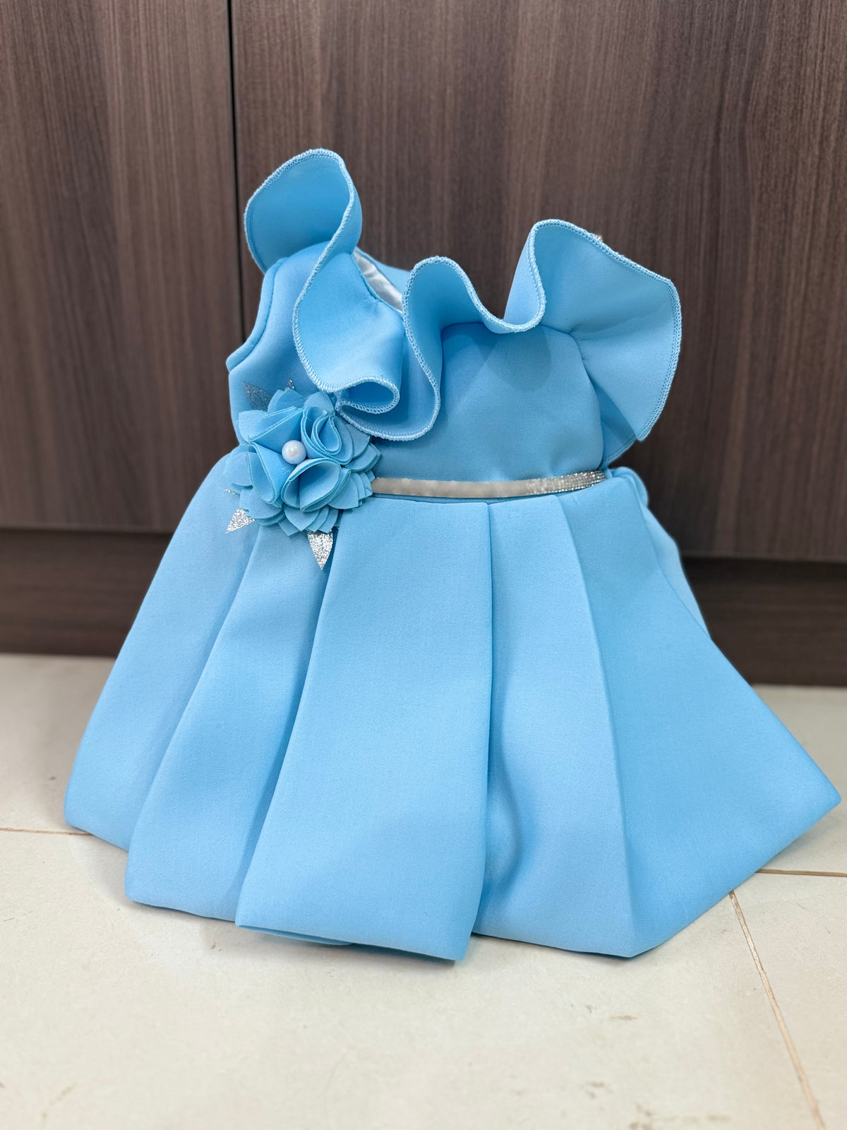 Premium Scuba Frock with Flair - Blue (Baby)