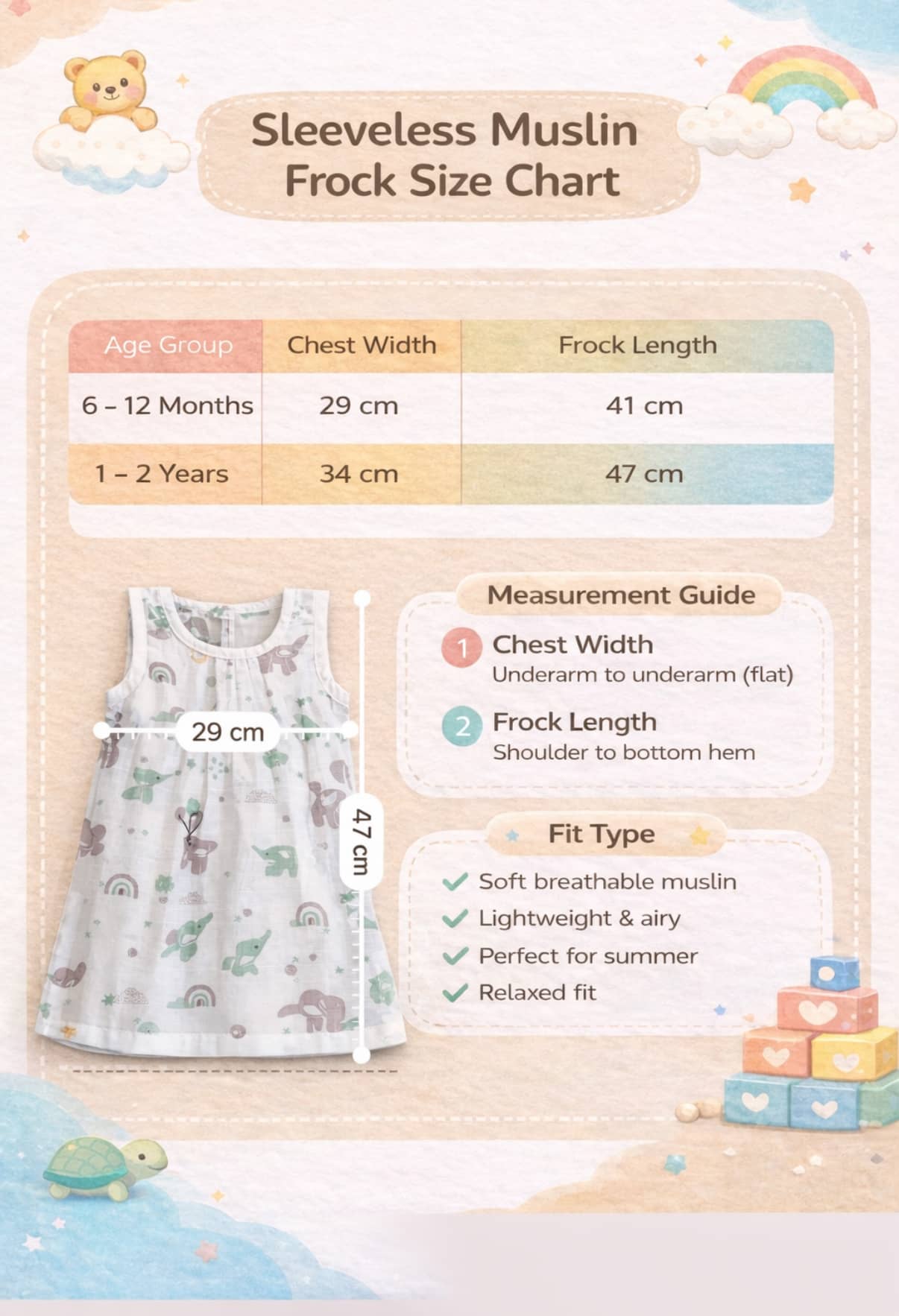 Muslin Frock With Back Zip