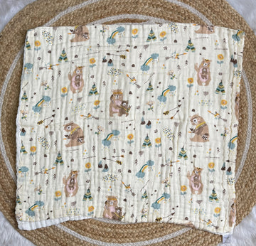 Muslin 6 Layer Bath Towel- Boho Bear