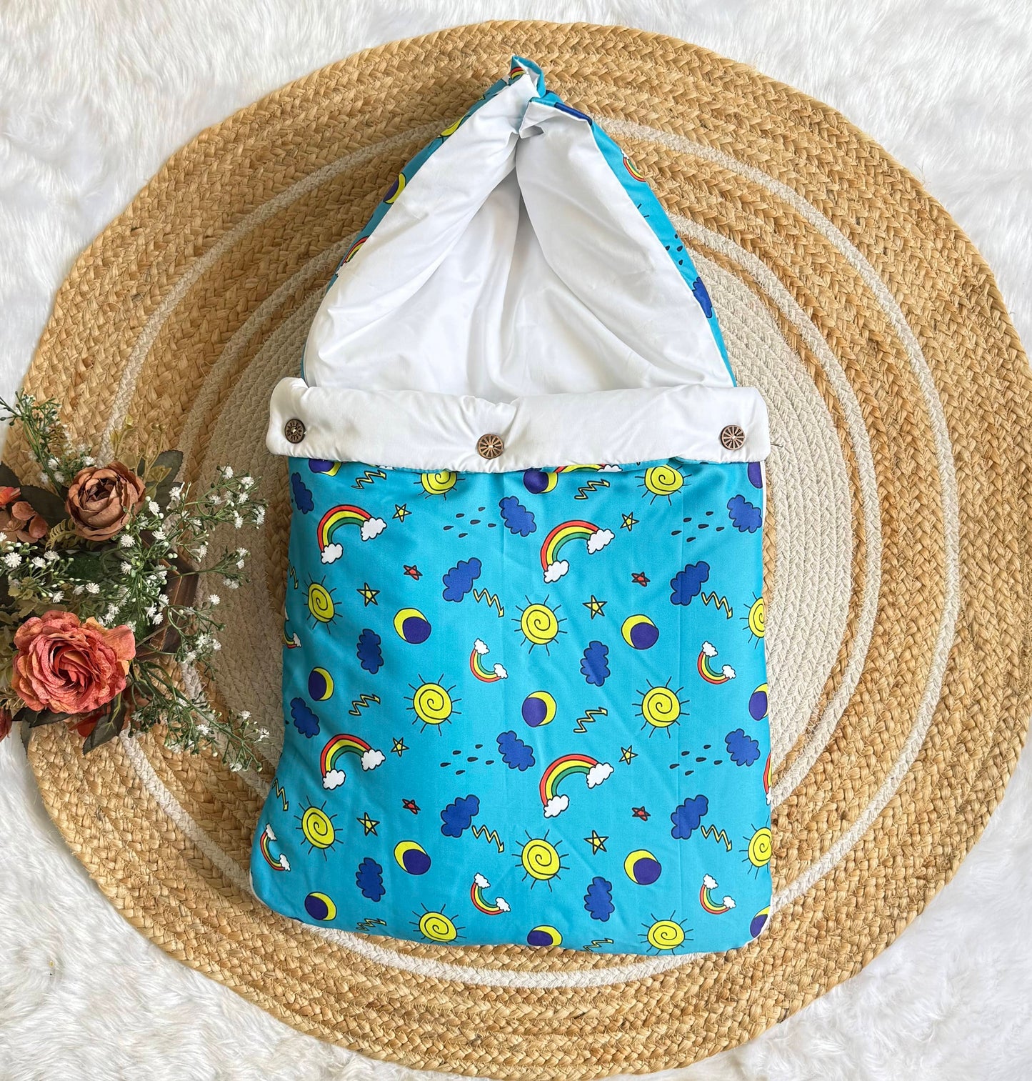 Premium Muslin Carry Nest - Blue Rainbow