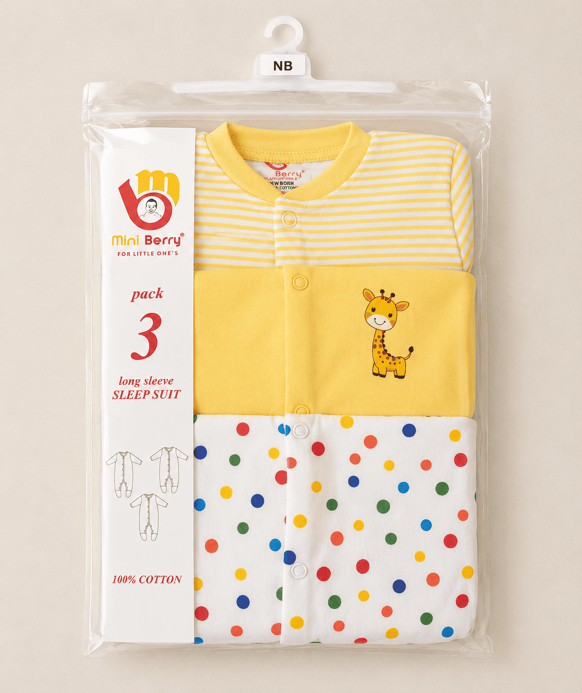 3 Piece Romper Set Soft Cotton - Yellow