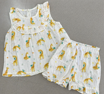 Premium Muslin Sleeveless Frill Top & Shorts Set