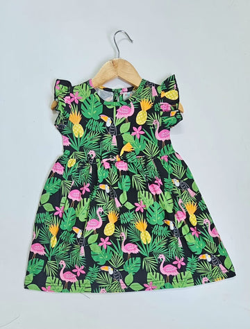 Frill Sleeve Frock - Green Leaf