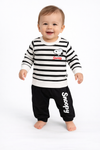 Kids Jogger Set – Black and White Stripes