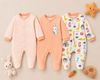 3 Piece Romper Set Soft Cotton - Orange