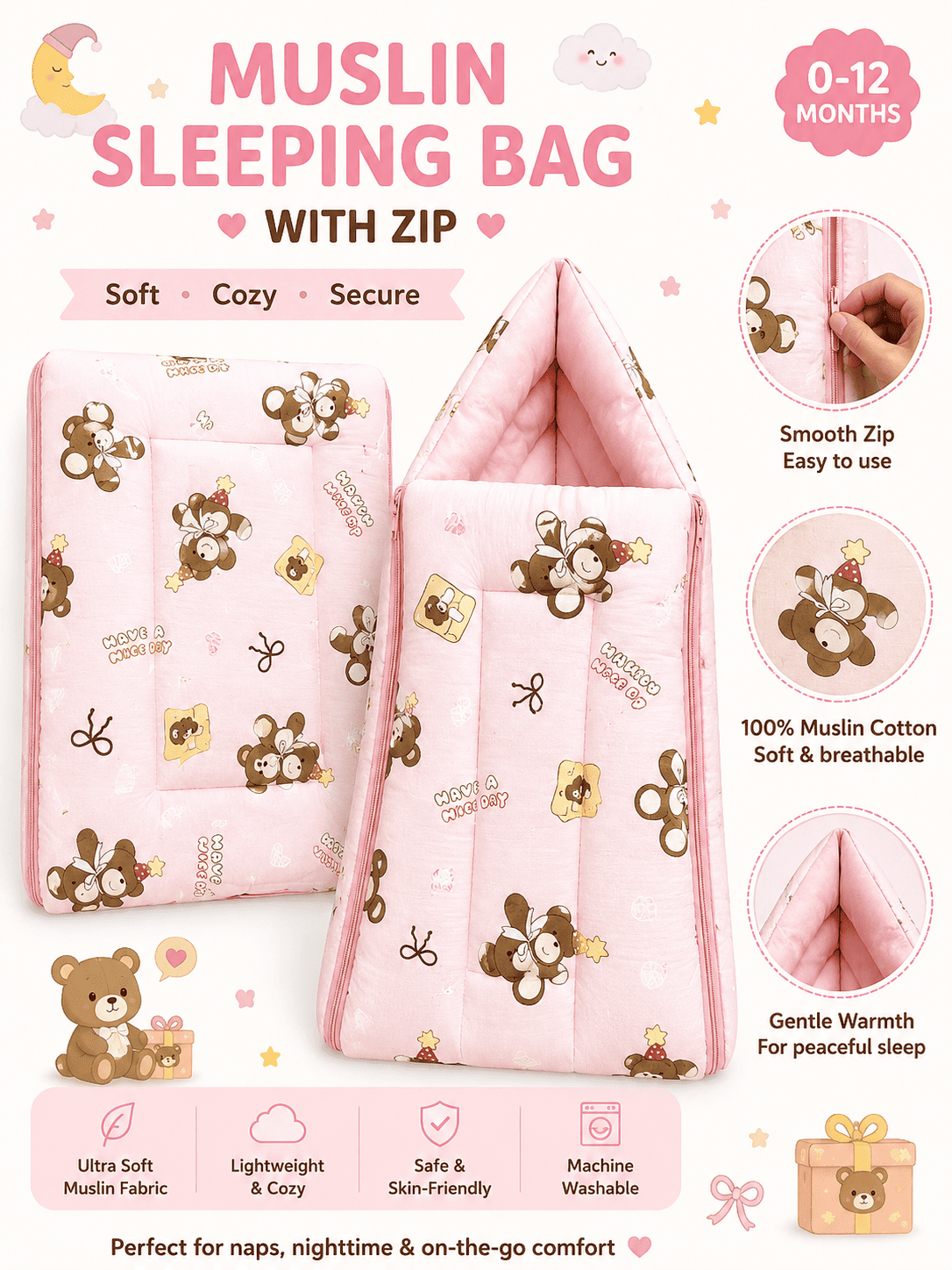 Muslin Carry Nest With Zip