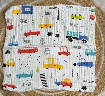 Muslin 6 Layer Bath Towel- Car