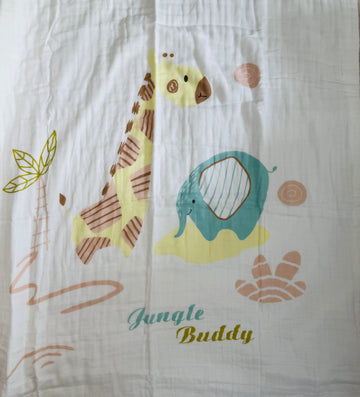 Muslin Receiving Blanket - White Giraffe Print