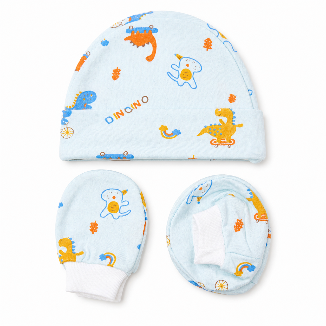 Cap, Mitten & Bootie Set - Dinosaur