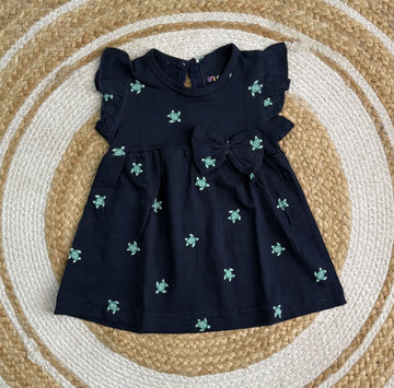 Frill Sleeve Frock - Navy Blue