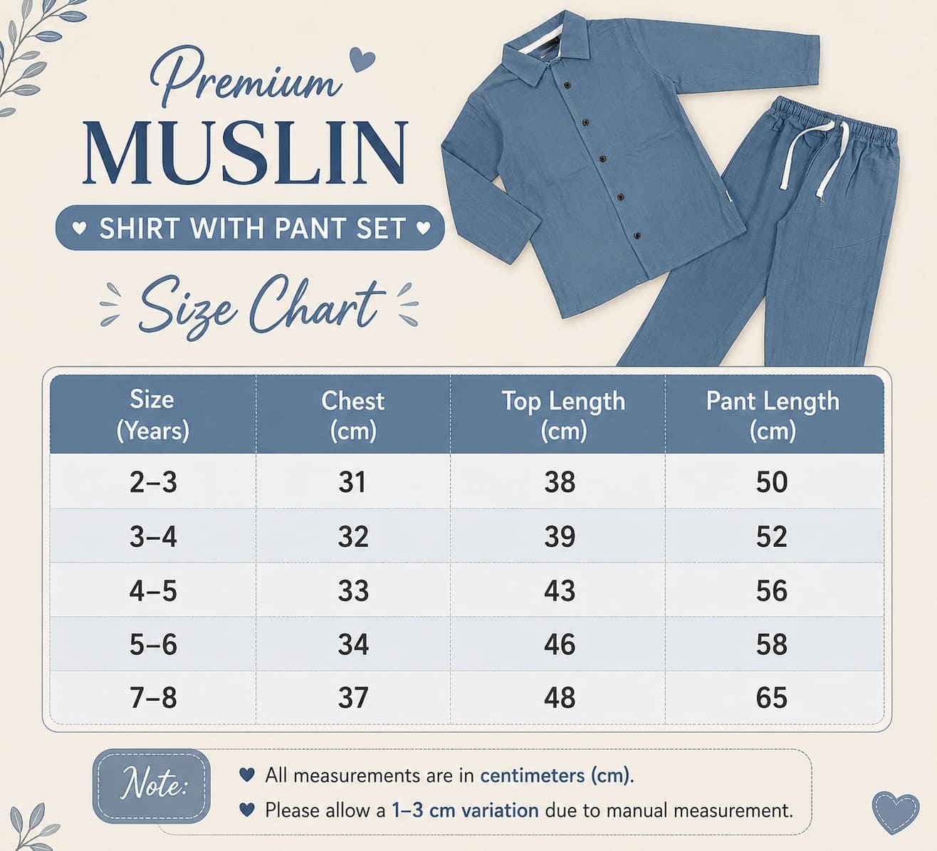 Premium Muslin Fullslevee Shirt with Pant Set