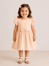Frill Sleeve Frock - Orange Flower