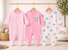 3 Piece Romper Set Soft Cotton - Pink
