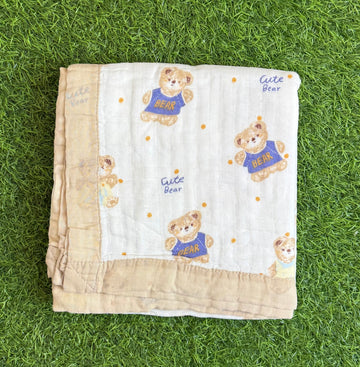 Muslin Receiving Blanket - Sandal Border with Teddy Bear 100*100 cm