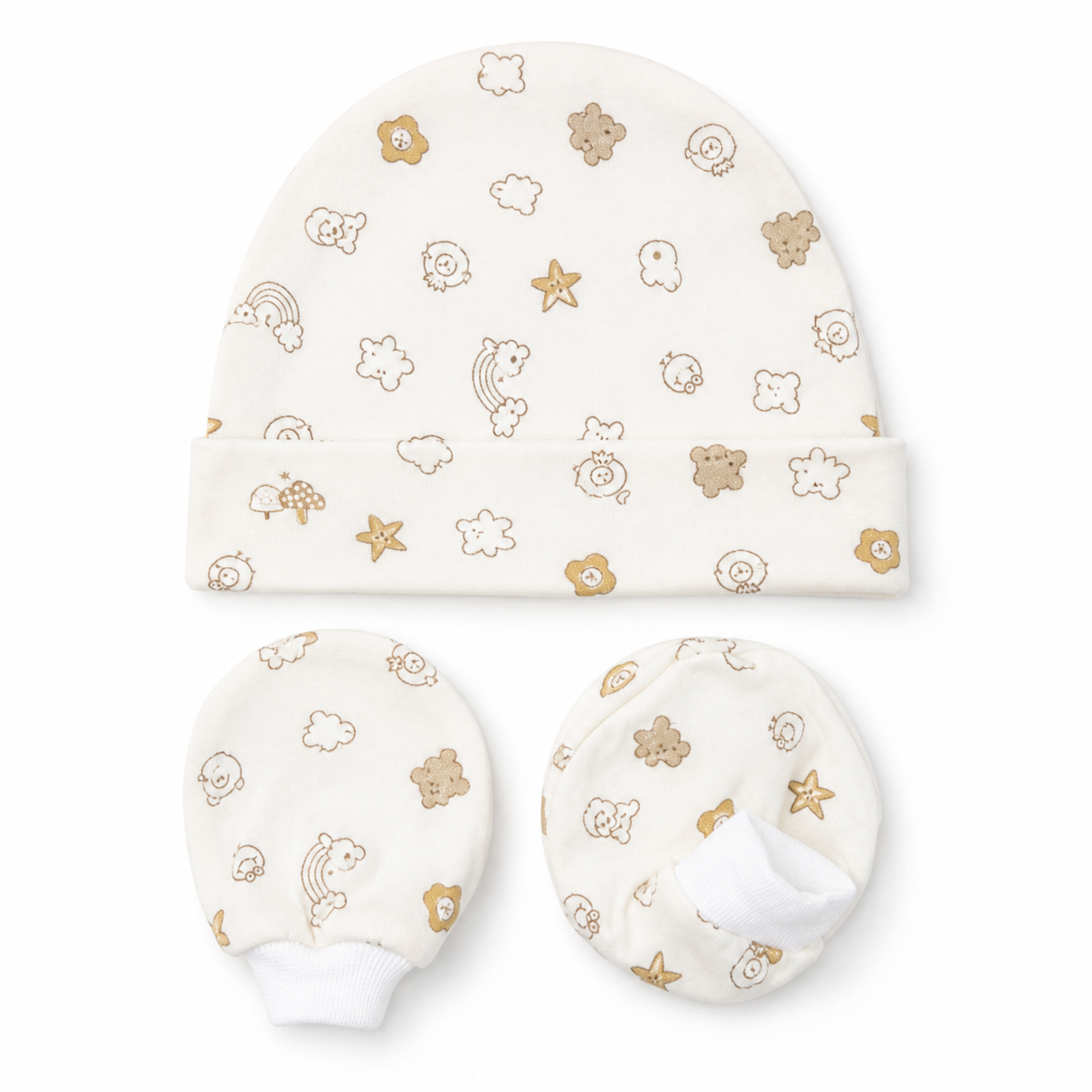 Cap, Mitten & Bootie Set - Teddy With Star