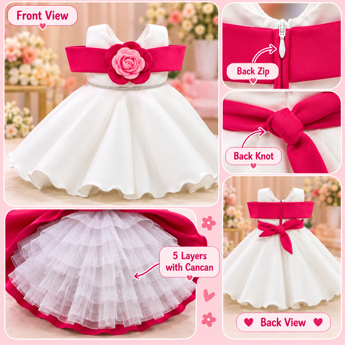Premium Scuba Frock - White