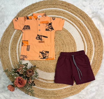 Boys Chinese Collar T-Shirt & Trouser Set