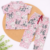 Half Sleeve Kids Night Suit - Pink cat and Puppy