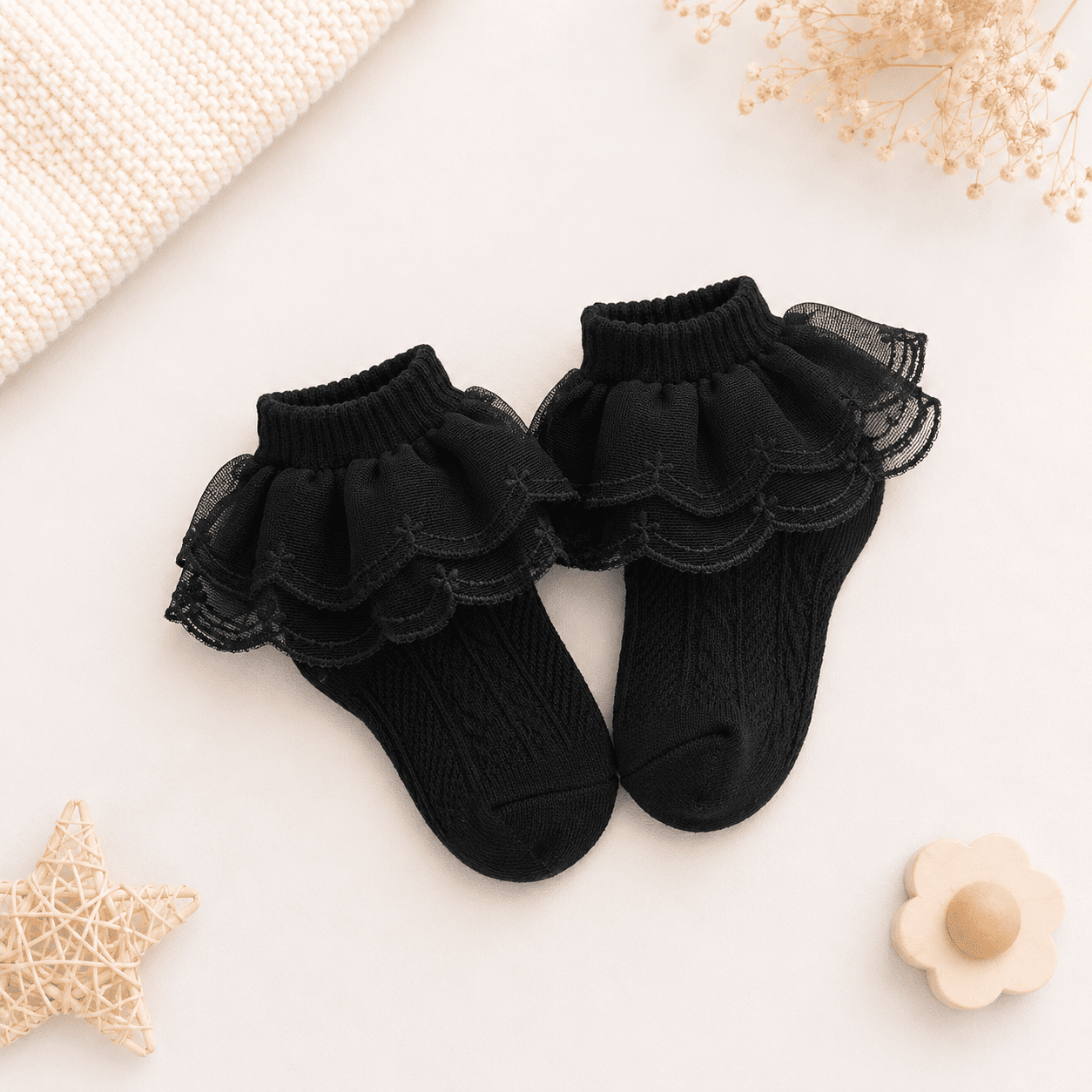 Baby Girl Frill Socks - Black