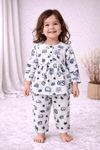 Muslin Girls Co-ords Set - White Doodle Prints