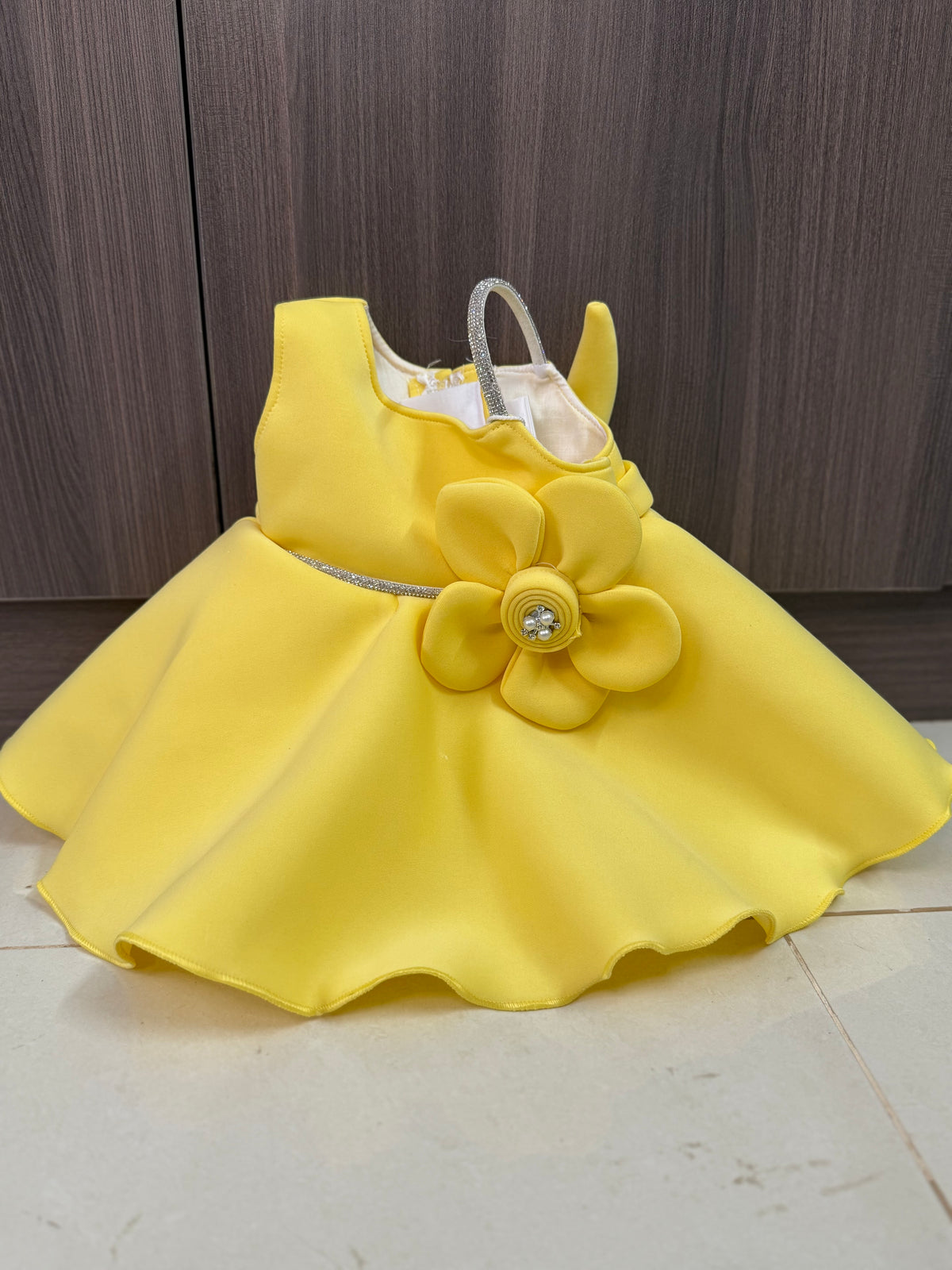 Premium Scuba Frock with Flair - Yellow(Baby)