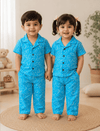 Half Sleeve Kids Night Suit Pure Cotton - Blue Dinosaur