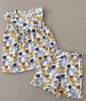 Premium Muslin Sleeveless Frill Top & Shorts Set