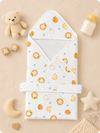 4-Layer Muslin Hooded Towel - Cute Orange Citrus Print