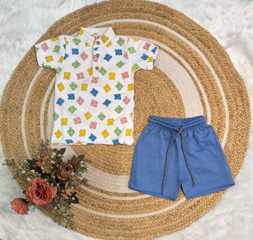 Boys Chinese Collar T-Shirt & Trouser Set