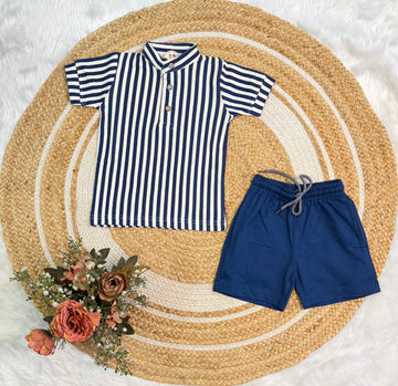 Boys Chinese Collar T-Shirt & Trouser Set