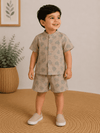 Premium Muslin Co-Ord Set- Sandal Grey Heart