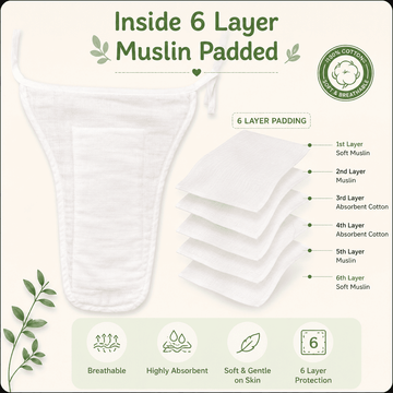 Muslin 6 layer Nappy- Pack Of 5