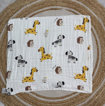Muslin 6 Layer Bath Towel- Zebra