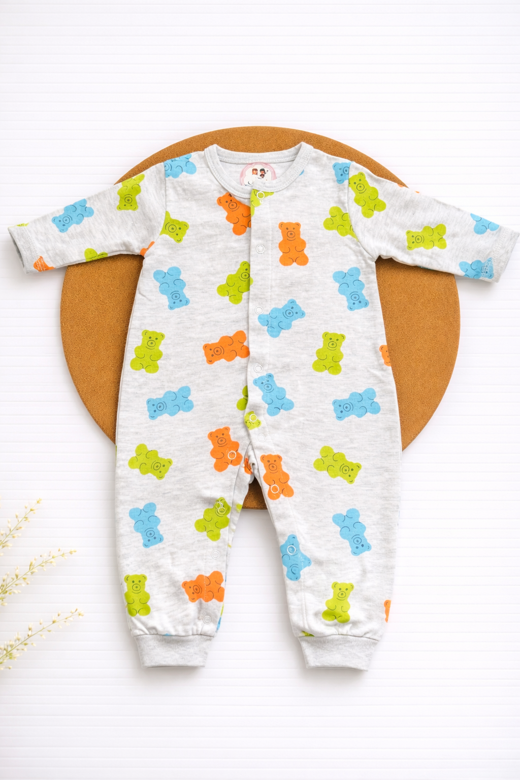Rompers without Foot - Grey Teddy Bear