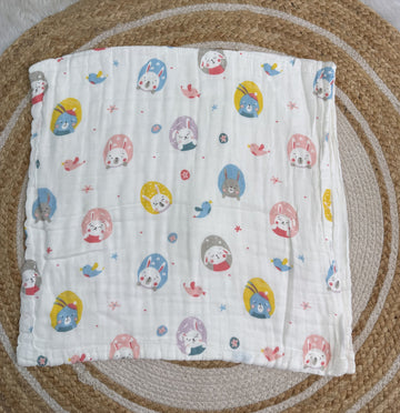 Muslin 6 Layer Bath Towel- Bunny
