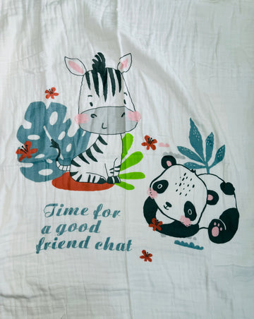 Muslin Receiving Blanket - White Zebra and Panda