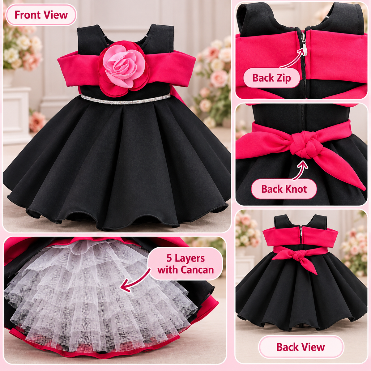 Premium Scuba Frock - Black