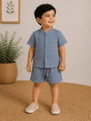 Premium Muslin Co-Ord Set - Blue