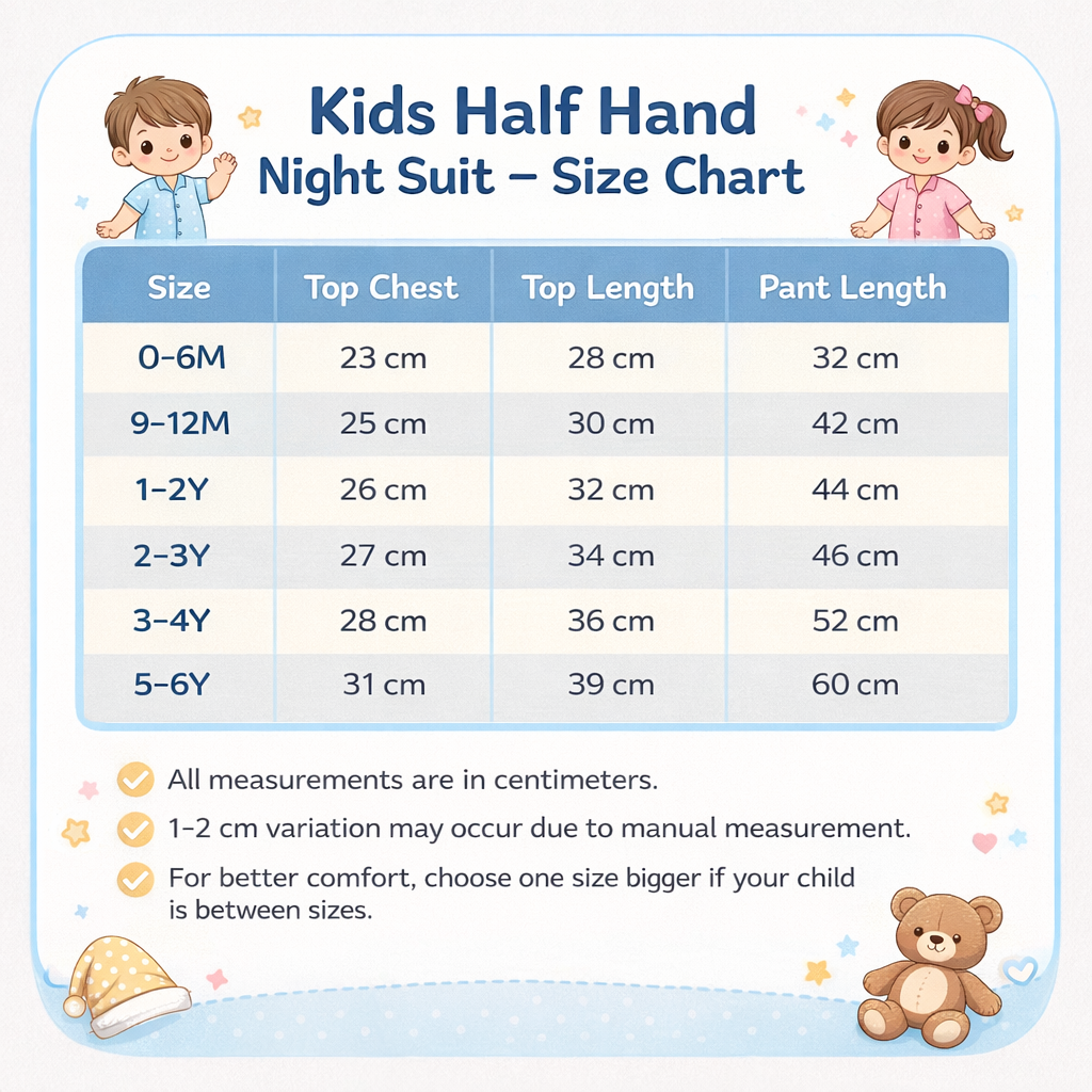Half Sleeve Kids Night Suit - Alphabet