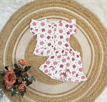 Co-ord Set for Girls - Pink Flower