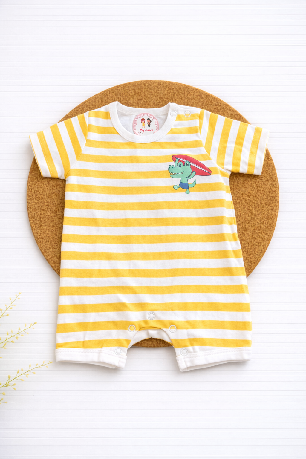 Half Rompers - Yellow Stripes
