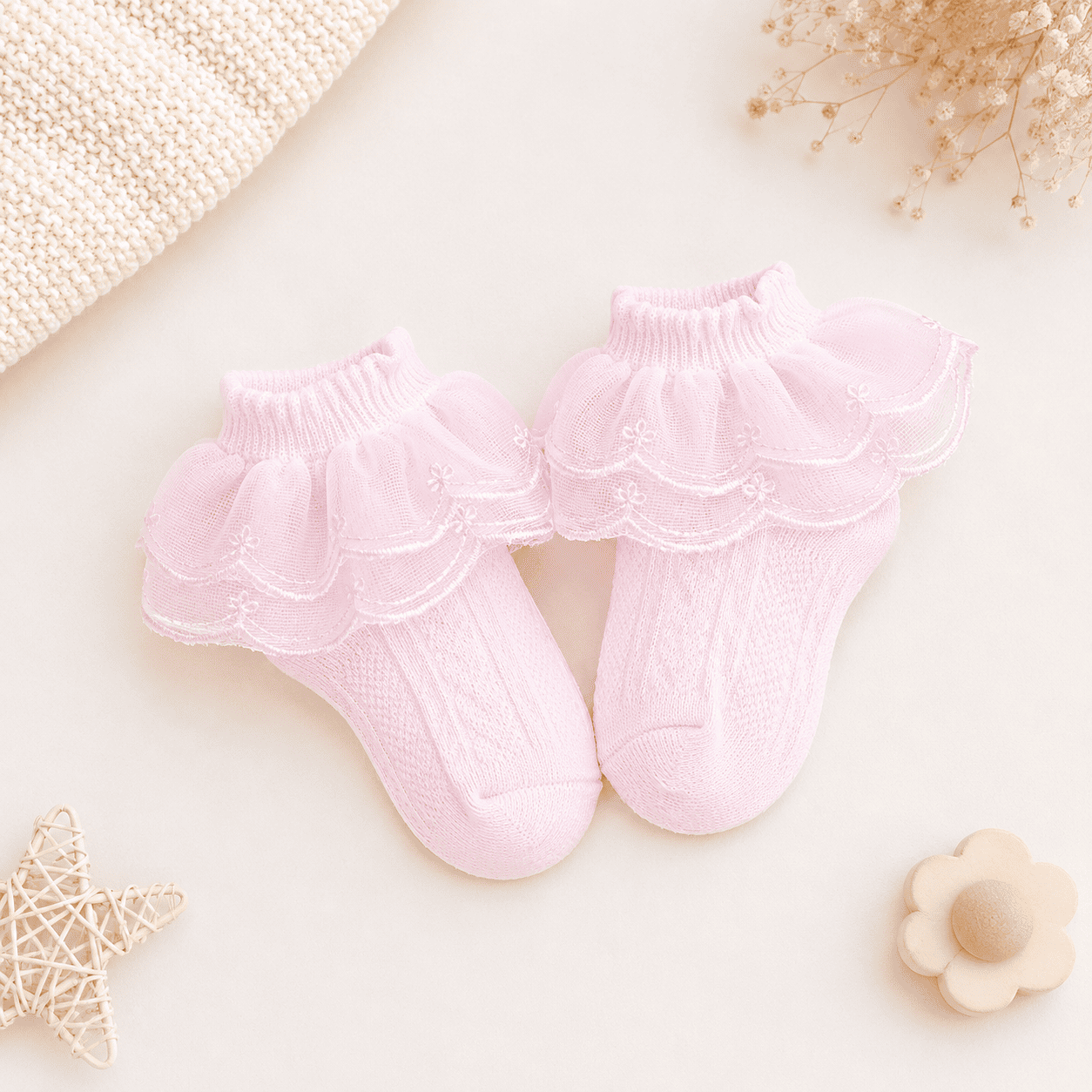 Baby Girl Frill Socks - Light Pink