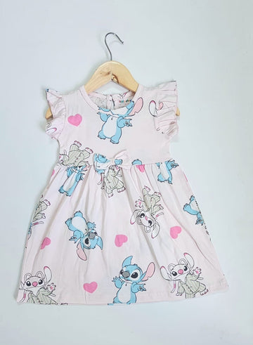 Frill Sleeve Frock - Pink Stitch & Angel
