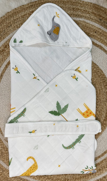 4-Layer Hooded Towel - Safari Jungle Print