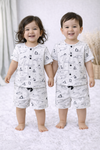 Button Shorts Set - White Penguin