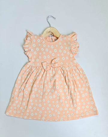 Frill Sleeve Frock - Orange Flower