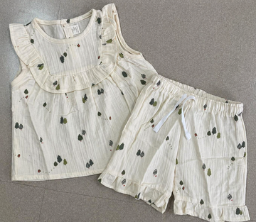 Premium Muslin Sleeveless Frill Top & Shorts Set