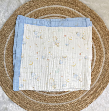 Muslin Receiving Blanket - Blue Border Space Theme