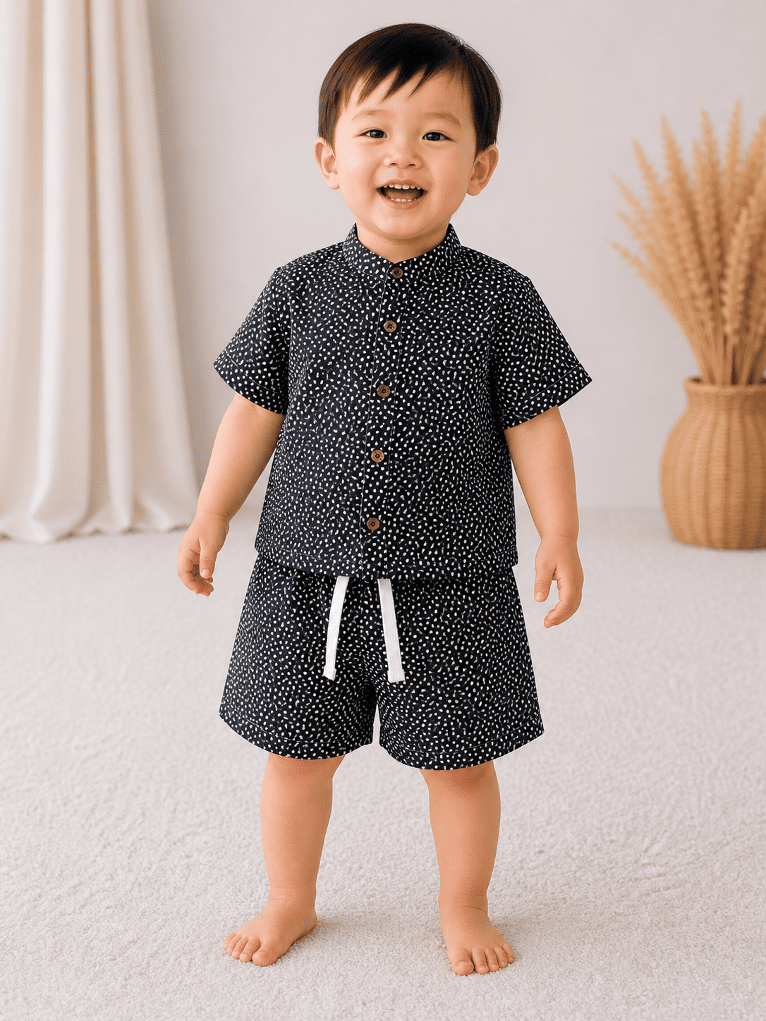 Premium Muslin Co-Ord Set for Boys - Black